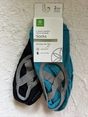 Gaiam 2-Pack Grippy Yoga Barre Athletic Socks 2pk - Teal Black One Size - Image 1 of 4