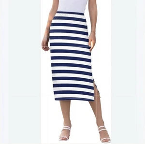 New Womens Navy and White Stripe Pocket Skirt / 2XL - Picture 1 of 7