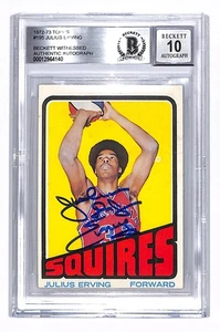 1972 Topps Julius Erving signed #195 RC Rookie BGS Authentic Auto 10 PRISTINE - Picture 1 of 2