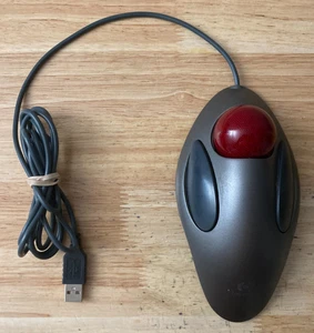 Logitech T-BB14 Trackman USB Red Marble Trackball Mouse 804371-0000 (Tested) - Picture 1 of 2