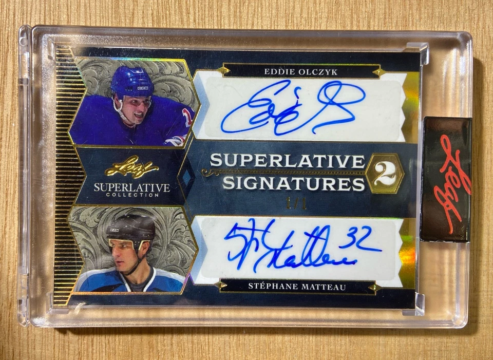 Ed Olczyk Stephane Matteau 1/1 Auto 2020-21 Leaf Unbroken Superlative Collection - Image 1 of 4
