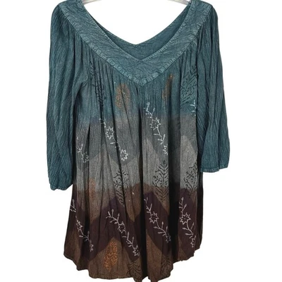 Blusa Top Mujer Sacred Threads Hippie Hada Boho Hecha en India Azul Talla Única Foto 1 de 4