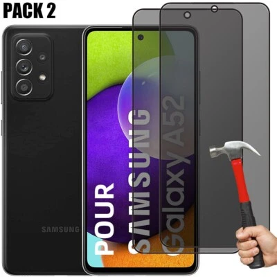Verre Trempé Anti Espion pour Samsung A52 4G/5G A52s A53 Protection Dur Lot-2 - Photo 1/4