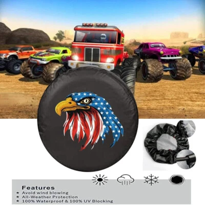 16“ Blue Eagle Black Spare Wheel Tyre Tire Cover For JL Jeep RV Truck SUV Camper - Imagem 1 de 4