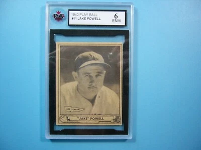 Tarjeta de béisbol 1940 Play Ball Gum Inc. MLB #11 Jake Powell Rookie KSA 6 EX/NM GL Foto 1 de 2