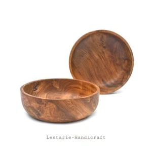 LESTARIE cuenco de teca cuencos de cereales batido plato de desayuno hecho a mano madera - Imagen 1 de 20