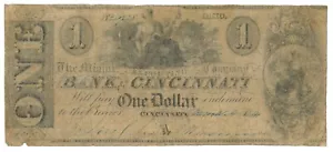 1841 Miami Exporting Co. at the Bank of Cincinnati, Ohio $1 Note 85-G86 (60137) - Bild 1 von 2