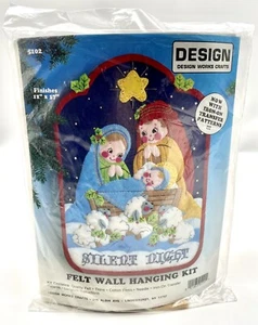 Design Works Christmas Silent Night Nativity Beaded Felt Wall Hanging Kit 12x17" - Picture 1 of 2