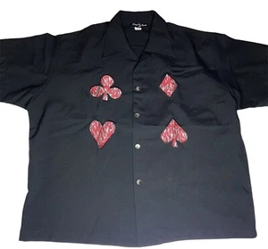 Johnny Gamuza Negra con Trajes de Tarjetas Flamígicas Camisa de Poker Salón Para Hombre Talla 3XL  - Imagen 1 de 12