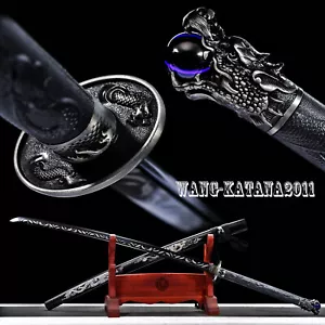 Black Dragon Japanese Samurai Katana Full Tang Long Sword 1095Steel Battle Ready - Bild 1 von 16