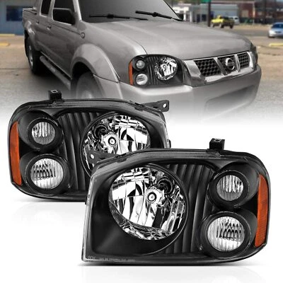 2001-2004 Replacement Black Headlight Pair for Frontier With Hi/Lo Bulb - Image 1 of 4