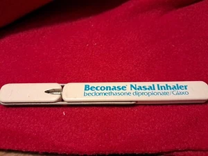 Penna a sfera vintage Glaxo Beconase inalatore nasale anni 80 Drug Company penna. B50 - Foto 1 di 23
