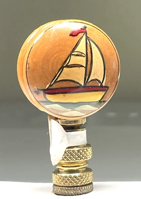 Acabados Pintados a Mano Barco Velero en Madera Acabado de Lámpara Náutica Costera Foto 1 de 4