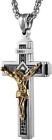 HZMAN Catholic Jesus Christ on INRI Cross Crucifix Gold Silver Tone Stainless St