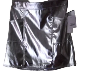 New Girls No Commitment Metallic Sliver mini skirt size 16 - Picture 1 of 12