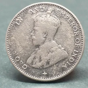 MALAYSIA 1919 10 CENT SILVER COIN  - Picture 1 of 4