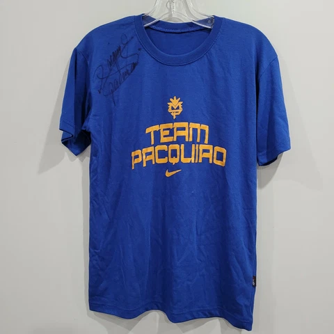 Autographed Signed Vintage Team Manny Pacquiao Blue Boxing T Shirt Mens S Cover