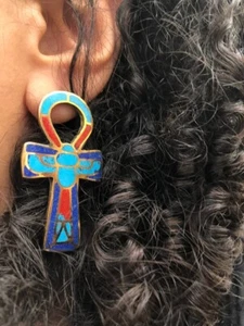 Egyptian Handmade copper Stud Key of Life Earring The best Christmas gift - Picture 1 of 6