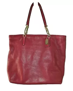 Coach Madison North/South tote tote pelle rosso scarlatto borsa a tracolla org dust bag - Foto 1 di 19