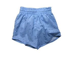 Nike Dri-Fit Blue Swoosh All Over Logo Shorts Stretchy Waistband Kids Size Small - Picture 1 of 6