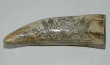 SCRIMSHAW FAUX WHALE TOOTH – US CONSTITUTION CAPTURING THE FRIGATE GUERRIERE