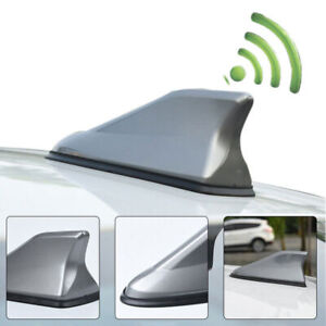 Gray Shark Fin Roof Antenna Aerial FM/AM Radio Signal Decor Car Trim Universal