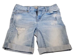 Girl's  Size Mudd Belted Denim Jean Shorts Light Wash Adjustable Waist Size 10 - Picture 1 of 4