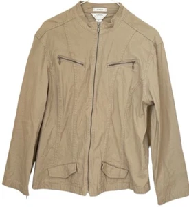 CJ Banks Women's Size 1x Full Zip Round Neck Jacket Blazer. Beige - Picture 1 of 5
