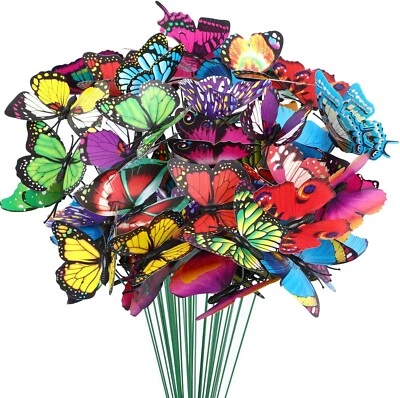 Butterfly Decorations,50 Pcs Butterfly Stakes PVC Waterproof Decorative Colorful - Image 1 of 4