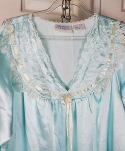 Vtg Heather Lane Blue Long Sleeve Nightgown - Size Medium READ DESCRIPTION - Picture 1 of 7