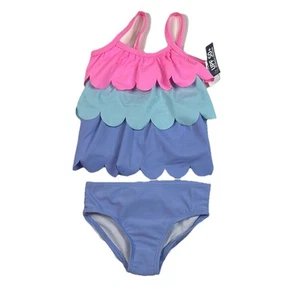 OshKosh B'gosh Baby Girls Pink & Blue Ruffled Bikini Swimsuit Size 3 Months NWT - Picture 1 of 4