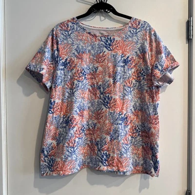 Top Pullover Talbots Corals Azul Naranja Cuello Redondo Manga Corta Talla 2X Para Mujer Foto 1 de 4