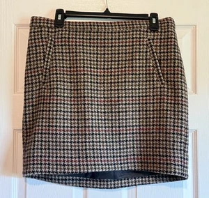 J. Crew Damen 100 % Wolle Hahnentritt Minirock gefüttert Reißverschluss Taschen Größe 10 - Bild 1 von 8