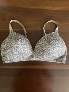 Warners T Shirt Bra Style 16396 Soft Cup Leopard Print Black & Tan Size 38B - Picture 1 of 5