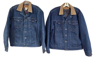 LOTE DE 2 CHAQUETAS VAQUERAS WRANGLER VINTAGE MANTA OCCIDENTAL FORRADA CUELLO PANA Foto 1 de 4