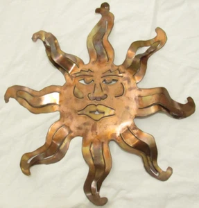 23" BY 23" COPPER AZTEC SUN WALL HANGING BRASS DECOR PATINA CUT DESIGN RARE - Picture 1 of 2