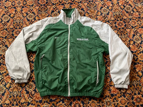 Vtg 2000s Nike Michigan State Spartans Nylon Windbreaker Mesh lining Small Cover
