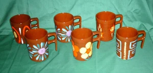 Set Of 6 1970s Hand Painted Floral/Abstract Pattern Sadler Tea/Coffee Mugs Ex. - Picture 1 of 14