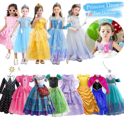 Kids Fairy Tale Princess Dress Up Fancy Costume Party Girls Cosplay Outfit Gifts - Image 1 of 4