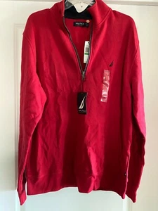 PRECIO DE VENTA SUGERIDO POR EL FABRICANTE $59.50 NUEVO SUÉTER NAUTICA MANGA LARGA ROJO PARA HOMBRE GRANDE L CREMALLERA COSTERO - Imagen 1 de 8