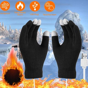 Electric USB Heating Thermal Gloves Touchscreen Hand Warm Windproof Winter Ski - Picture 1 of 16