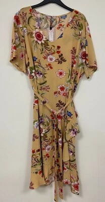 Ladies New Ex Annalisa Floral Dress With Frill Size 14-16 18-20 22-24 26-28