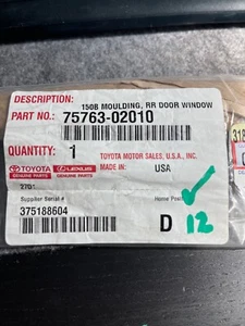 New Genuine Toyota  Molding Door Window 75763-02010 - Picture 1 of 2