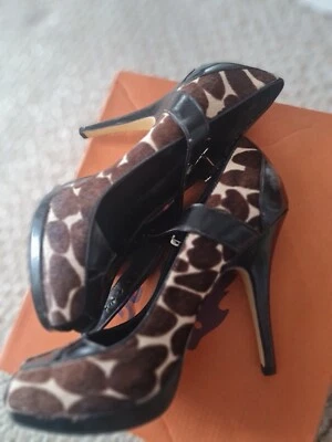 UK  Nine West pony skin Platform Peeptoe High Heel 5.5 Inch Stiletto uk 5.5 - Image 1 of 4