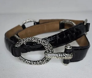 Brighton Black Croc Embossed Concho Style Belt Sz 38 Style B60193 - Picture 1 of 9