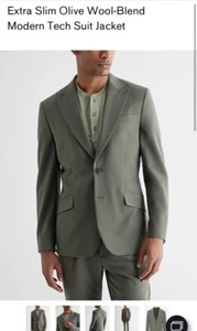 Express Extra Slim Olive Wool Blend Modern Tech Jacket - Picture 1 of 5
