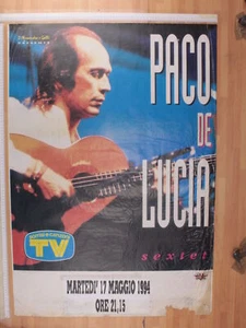 Poster Originale Manifesto Concerto Paco De Lucia 17/05/1994 100X70 Cm - Foto 1 di 1