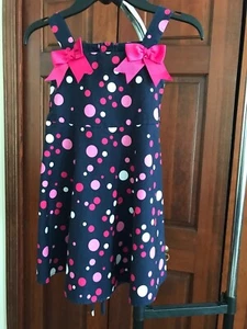 jessica ann polka dots blue/pink/white bow girls dress - Picture 1 of 6