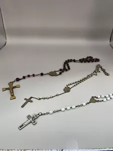 Vintage WJF XX Marked Rosary, Glass Beads. Catholic Rosary plus 2 other - Picture 1 of 8