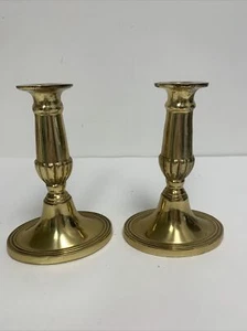 VTG ENGLISH brass candle sticks solid made in england Bates/Birmingham 6” Tall - Picture 1 of 10
